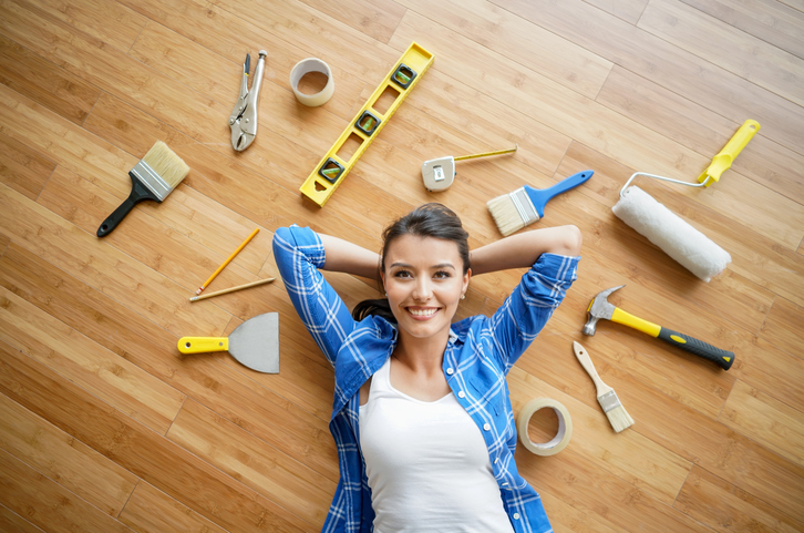 Woman working on a housing project