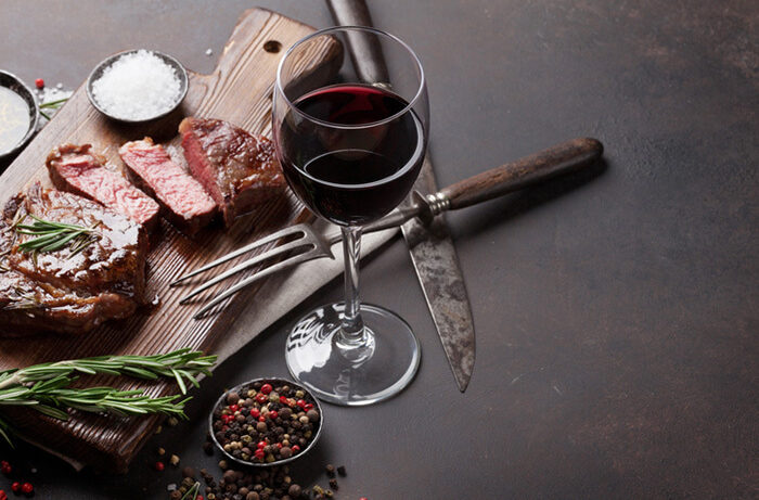 grilled ribeye beef steak with red wine herbs and spices