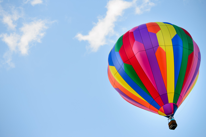 Colorful Hot Air Balloon in Blue Sky
