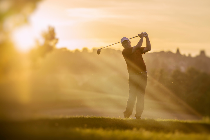 Golfer at Sunset